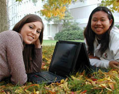 photo - Elizabeth Upton and Lenora Cheung are two of the student ET partners