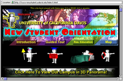 screen capture of New Student Orientation Web site