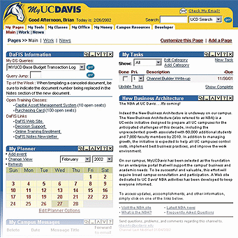 Screen shot of MyUCDavis